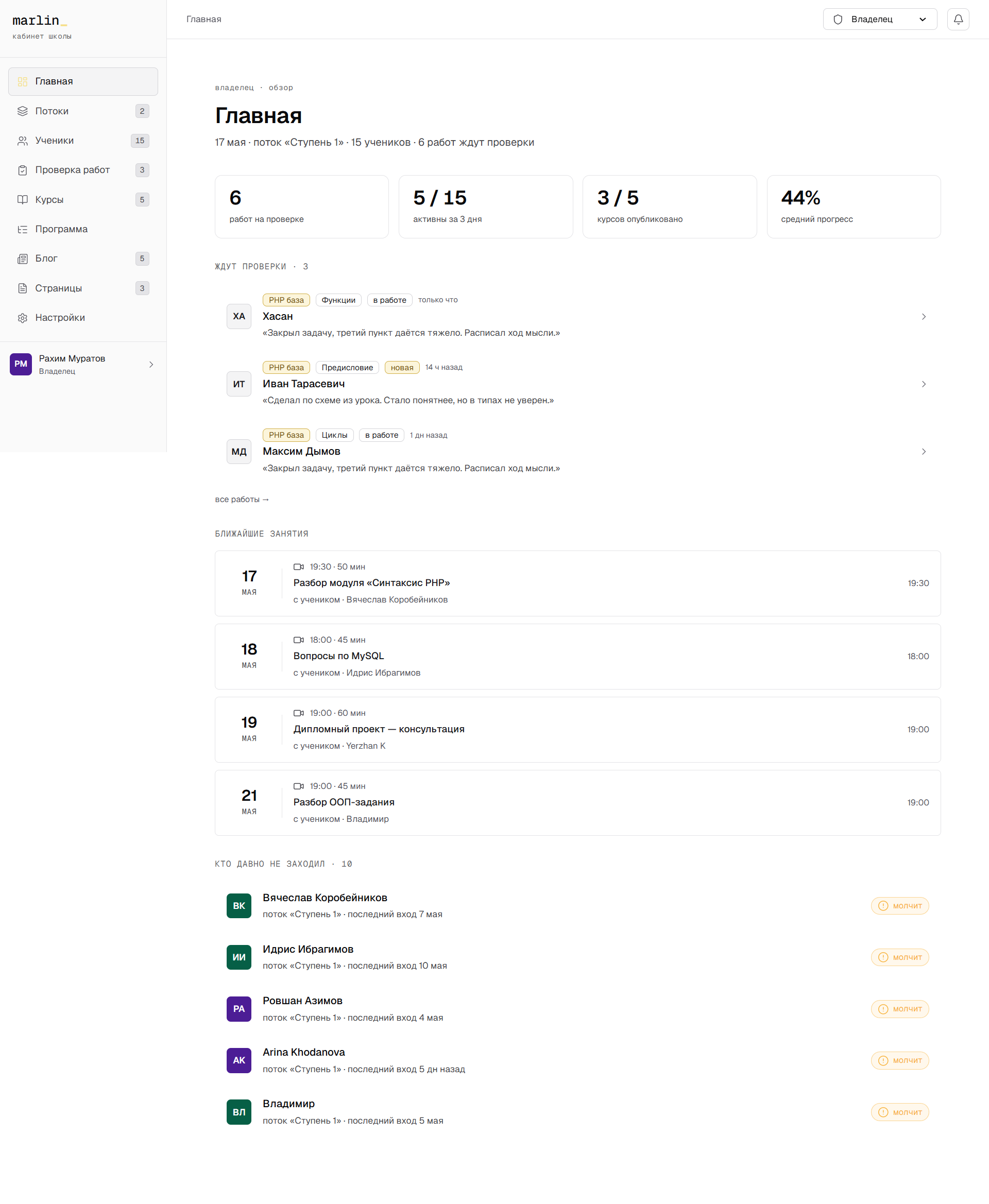 Дашборд администратора платформы
